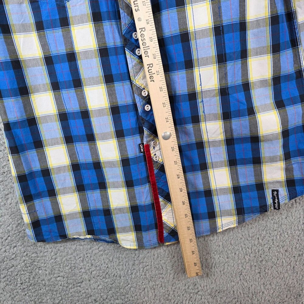 Akademiks Shirt Men's Plaid Blue White Button Up Long Sleeve AKDMKS Size 2XL - Picture 8 of 13